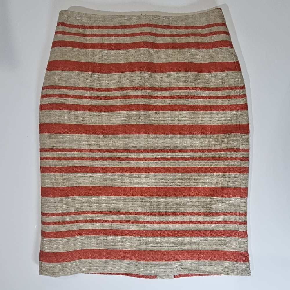 Talbots‎ Midi Skirt Womens Petite 2 Tan Orange Zip Up Fall Halloween Office Wear